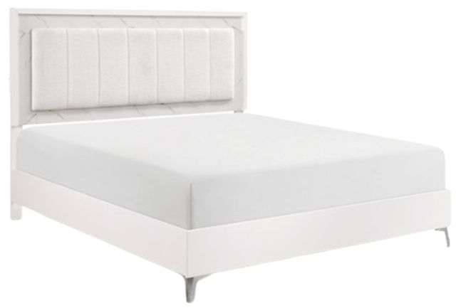 Homelegance® Ripple High Gloss White Eastern King Panel Bed-0
