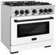 ZLINE Autograph Edition 36" Stainless Steel Pro Style Gas Range with White Matte Door and Matte Black Accents-2