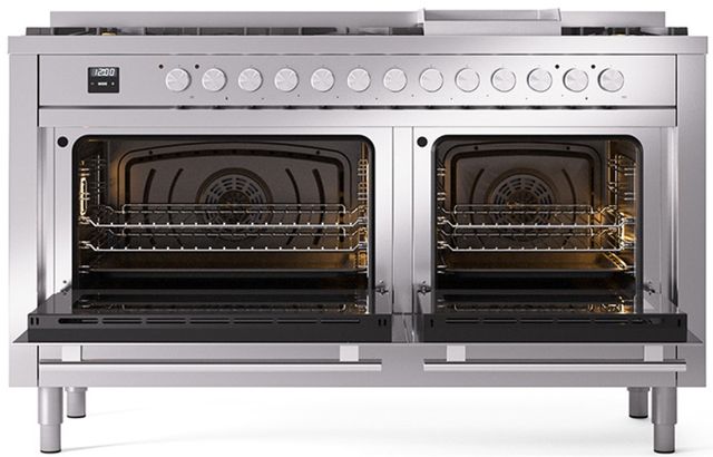 Ilve® Professional Plus II 60" Stainless Steel Pro Style Dual Fuel Range-1