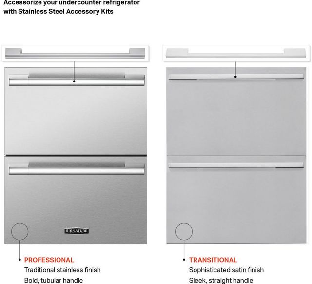 Signature Kitchen Suite Professional Series 24" Stainless Steel Undercounter Refrigerator/Freezer Drawers Panel Kit-4