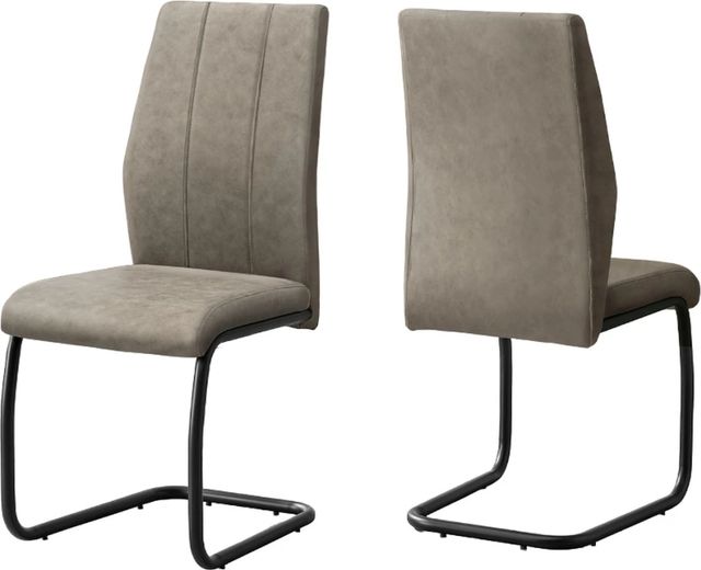 Monarch Specialties Inc. 2-Piece Taupe Side Chair Set with Black Metal Bases-1