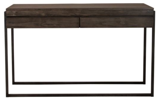 Liberty Furniture Gateway Weathered Gray Sofa Table with Black Metal Frames-1