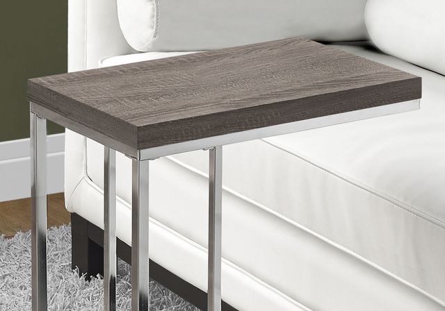 Monarch Specialties Inc. Dark Taupe Accent Table with Chrome Metal Base-1