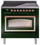 Ilve® Nostalgie II Noblesse 36'' Emerald Green Pro Style Induction Range with Copper Trim-0