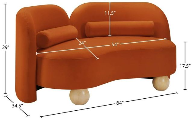 Meridian Furniture Daphne Cognac 64" Velvet Loveseat-3