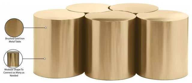 Meridian Furniture Dimple 5-Piece Gold 18" Modular Nesting Coffee Table Set-3
