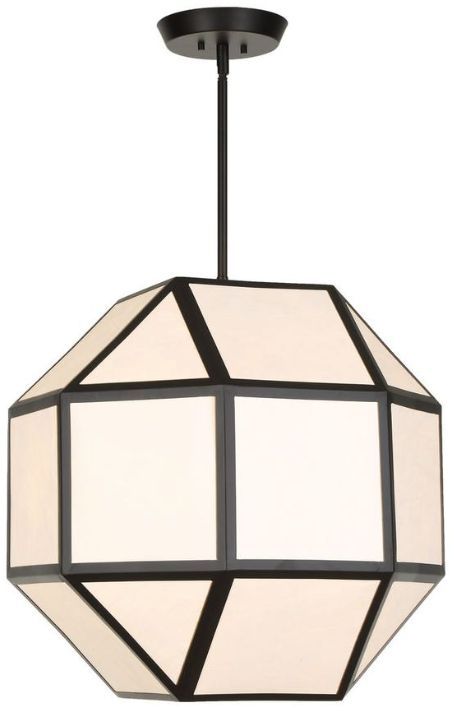 Uttermost® Hoi An Ivory Tyvek/Matte Black 4-Light Geometric Chandelier-4