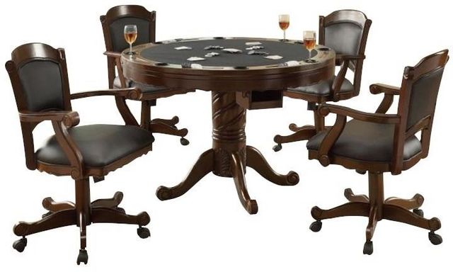 Coaster® Turk 5-Piece Tobacco/Black 3-In-1 Game Table and Chair Set