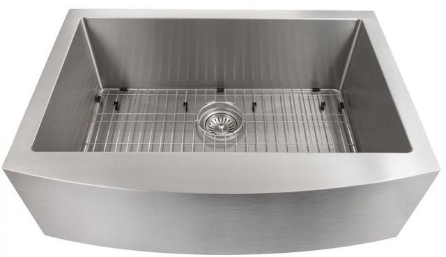 ZLINE Zermatt 30" Stainless Steel Farmhouse Apron Mount Single Bowl Kitchen Sink with Bottom Grid-0