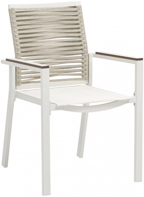 Meridian Furniture Maldives Beige/White Aluminum Outdoor Dining Arm Chair-0