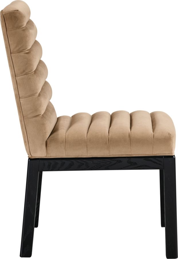 Meridian Furniture Evelyn Beige/Black Velvet Upholstered Side Chair-2