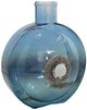 A & B Home Ocean Blue Glass Vase with Iron and Stone Motif-1