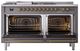 Ilve® Nostalgie II Noblesse 60'' Graphite Matte Pro Style Dual Fuel Range with Brass Trim-2