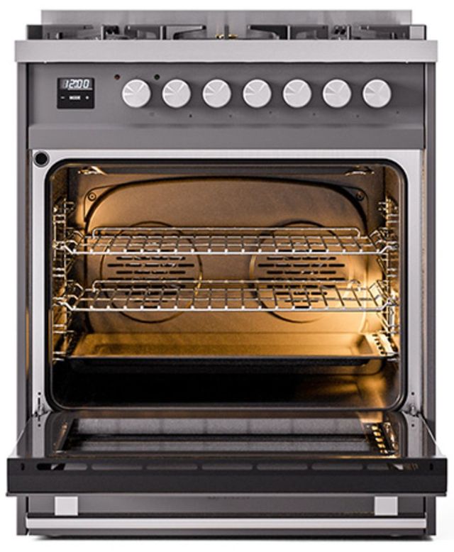 Ilve® Professional Plus II Series 30" Glossy Black Pro Style Dual Fuel Range-2