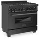 ZLINE 36" Black Stainless Steel Pro Style Dual Fuel Range-3