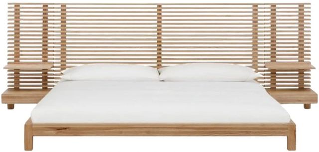 Modus Furniture Tanner Flaxen Wall Full Panel Bed with Integrated Nightstands-2