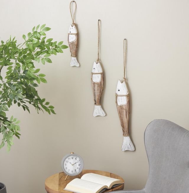 Deco Marche 3-Piece Brown Fish Handmade Wall Decor Set-3