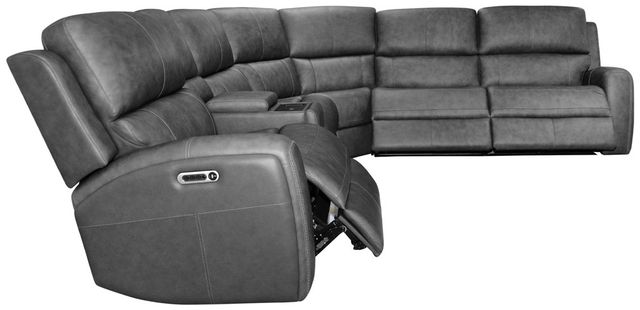 Flexsteel® Linden 6-Piece Charcoal Leather Power Reclining Sectional with Power Headrests and Lumbar-4