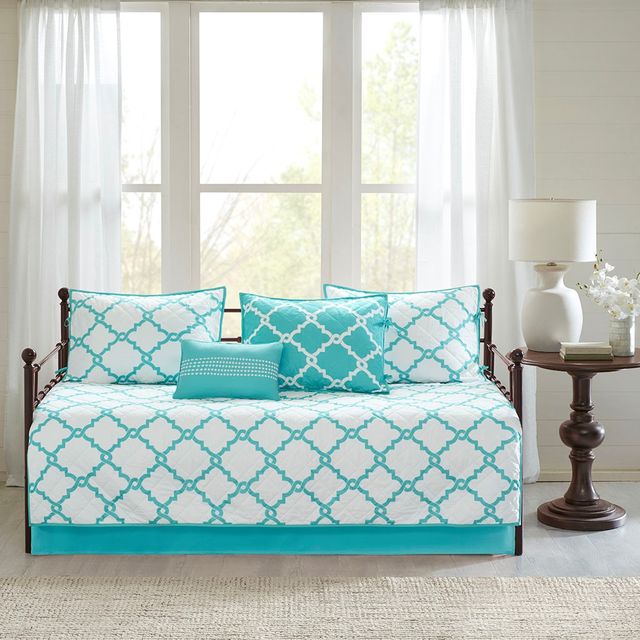 Olliix by Madison Park 6 Piece Aqua Merritt Reversible Daybed Set-3