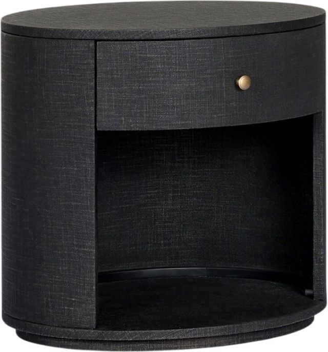 Four Hands Amelia Black Linen Nightstand-0