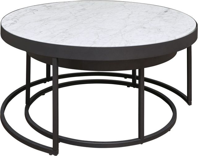 Signature Design by Ashley® Windron 2-Piece White Nesting Coffee Table Set with Black Metal Base-0
