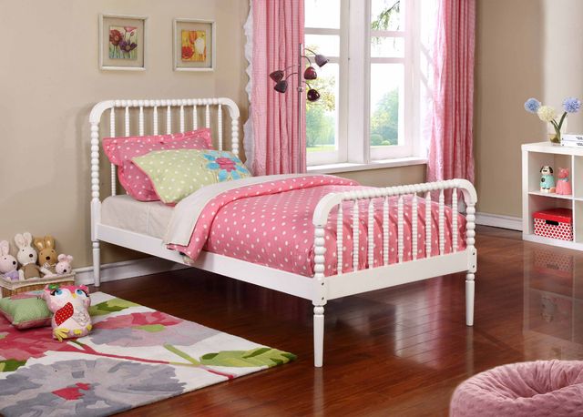 Coaster® Jones White Twin Headboard, Footboard, and Slats-0