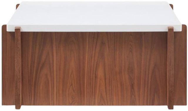 Flexsteel® Lincoln White Square Coffee Table with Walnut Base and Casters-2