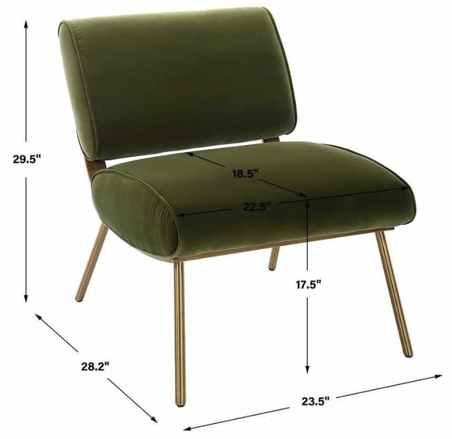 Uttermost® Knoll Brushed Brass/Olive Green Accent Chair-2