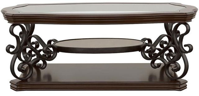 Coaster® Laney 2-Piece Tempered Glass Top Occasional Table with Dark Merlot Base Set-1