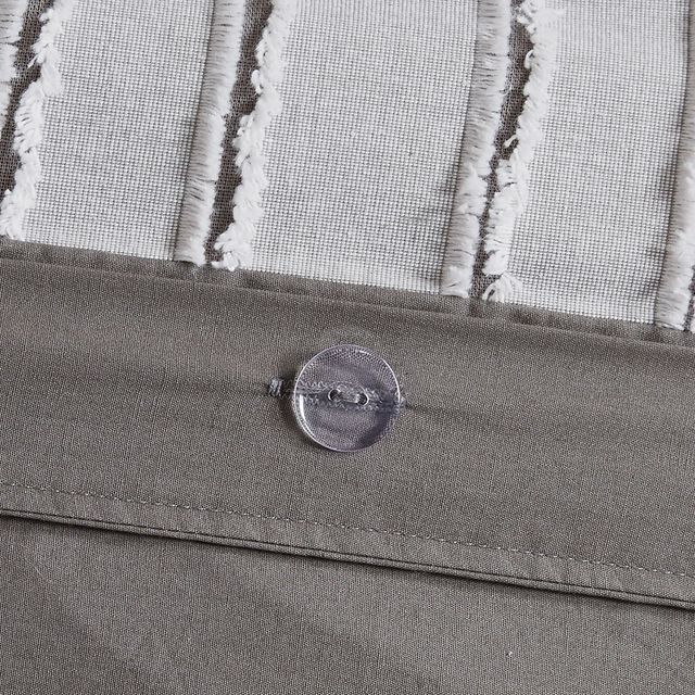 Olliix by Madison Park Signature Essence Gray King Cotton Clip Jacquard Comforter Set-4