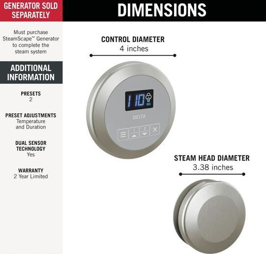 Delta SteamScape™ Classic System Lumicoat® Stainless Round Steam Package-1