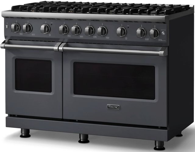 Viking® 5 Series 48" Cast Black Pro Style Gas (NG) Range with Polished Chrome Trim-2