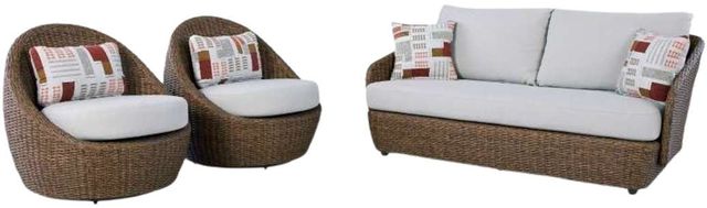 Signature Design by Ashley® Cardiff Beach 3-Piece Brown/White Aluminum/Fabric Outdoor Conversation Set-0