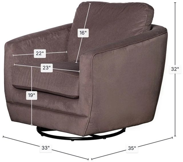 LH Home Feather Baltimo Ash Brown/Matte Black Swivel Glider Chair-2