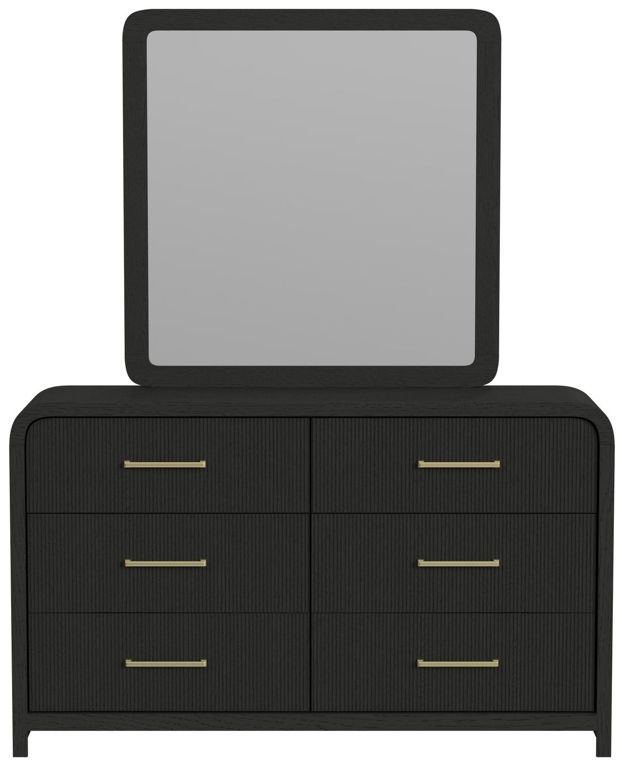 Elements International Ridgemont Black Drawer and Mirror Set-3