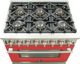 FORNO® Capriasca 36" Stainless Steel Pro Style Dual Fuel Range with Red Door-4