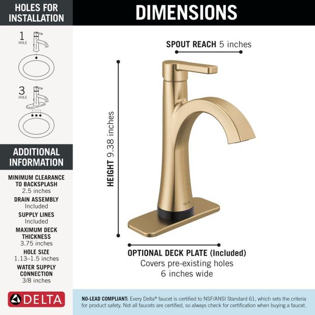 Delta Lineax™ Champagne Bronze Touch2O Bathroom Faucet with Touchless Technology-4