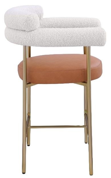 Meridian Furniture Blake Brushed Gold/Cognac/Cream Counter Stool-2