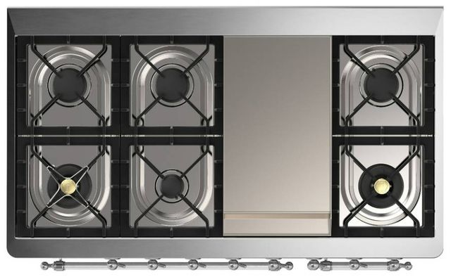 Ilve® Majestic III 48" Blue Gray Pro Style Dual Fuel Liquid Propane Range with Triple Glass Door and Chrome Trim-2