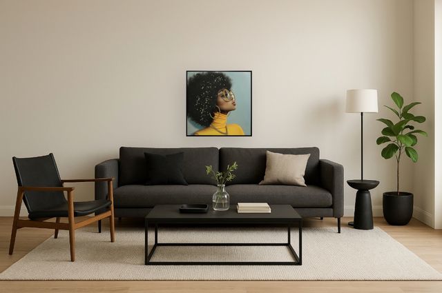 Classy Living Captivating Afro in Yellow Wall Art-1