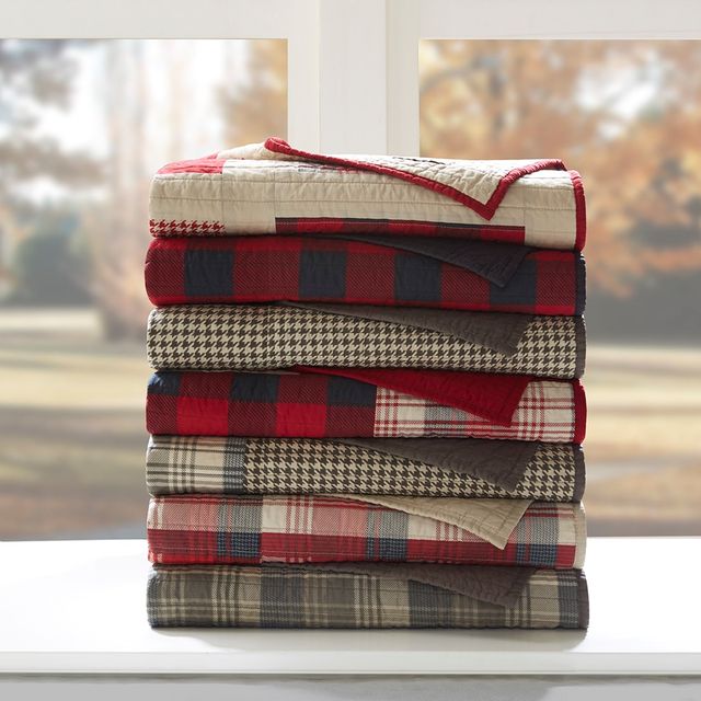 Olliix by Woolrich Taupe Winter Plains Quilted Throw Blanket-3