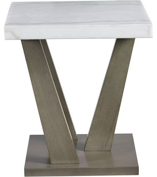 Elements International Greta White End Table with Gray Base-1