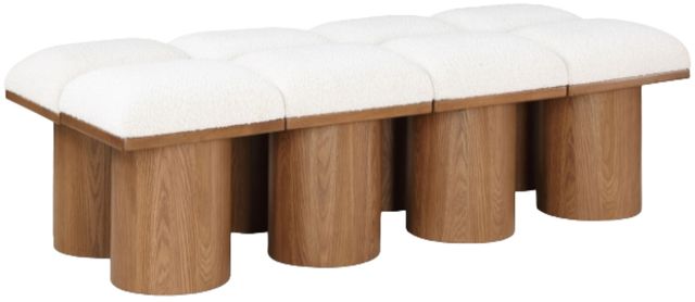 Meridian Furniture Pavilion 8-Piece Cream/Walnut 72" Modular Bench Set-0