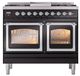 Ilve® Nostalgie II Noblesse 40'' Glossy Black Pro Style Dual Fuel Range with Chrome Trim-1