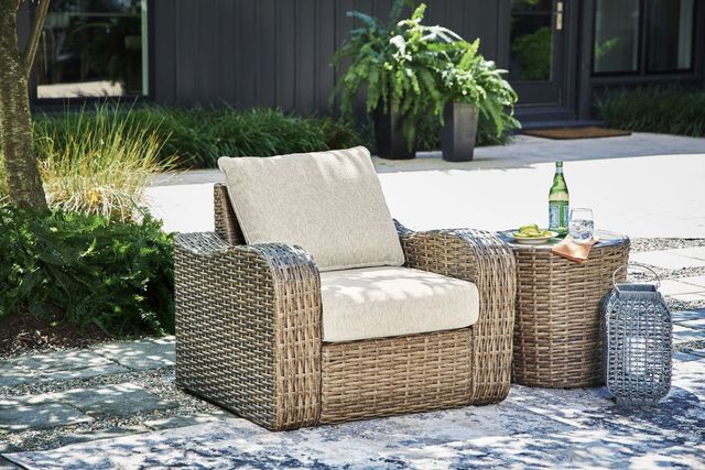 Signature Design by Ashley® Sandy Bloom Beige Outdoor End Table-3