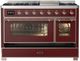 Ilve® Majestic III 48" Burgundy Pro Style Dual Fuel Liquid Propane Range with Triple Glass Door and Copper Trim-1