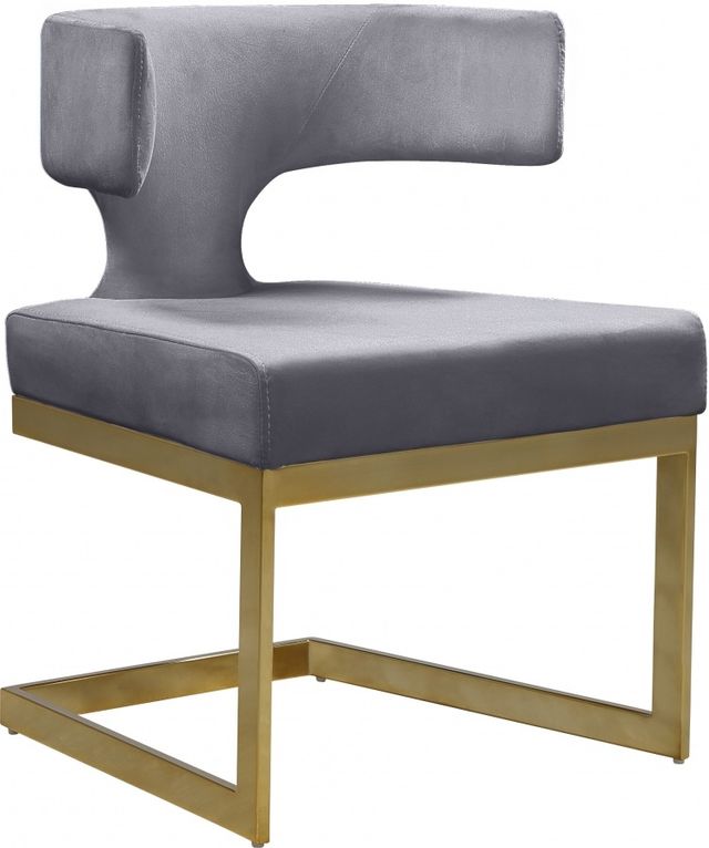 Meridian Furniture Alexandra Grey/Gold Velvet Dining Chair-0