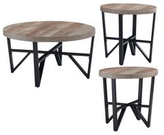 Signature Design by Ashley® Deanlee 3-Piece Grayish Brown Occasional Table with Black Base Set