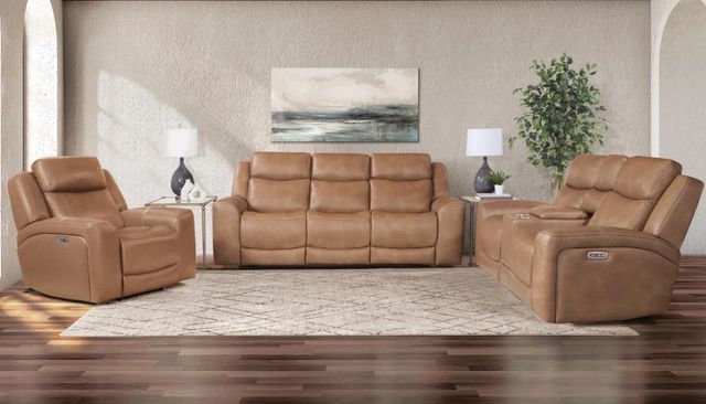 Corinthian Furniture George Caramel Power Reclining Sofa with Dropdown Table-1