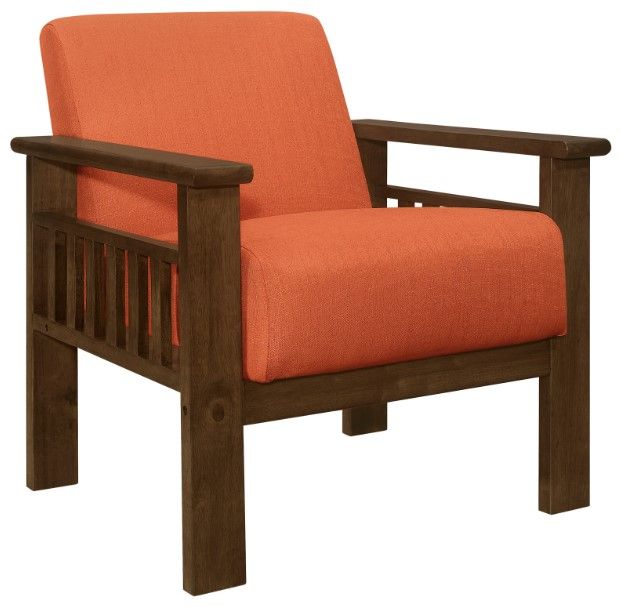 Homelegance® Helena Orange/Walnut Accent Chair with Storage Arms-0